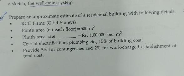 a sketch, the well - point system. Prepare an