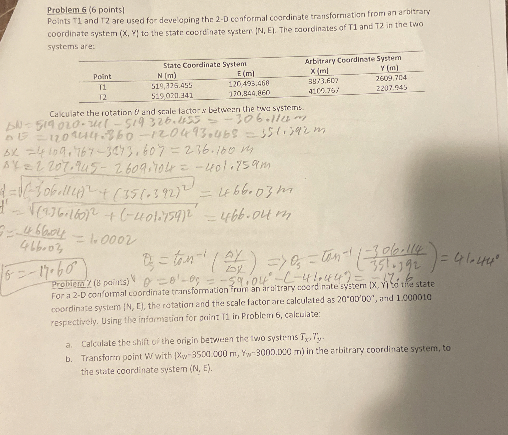 Problem 6 ( 6 points ) Points T 1 and T 2 are
