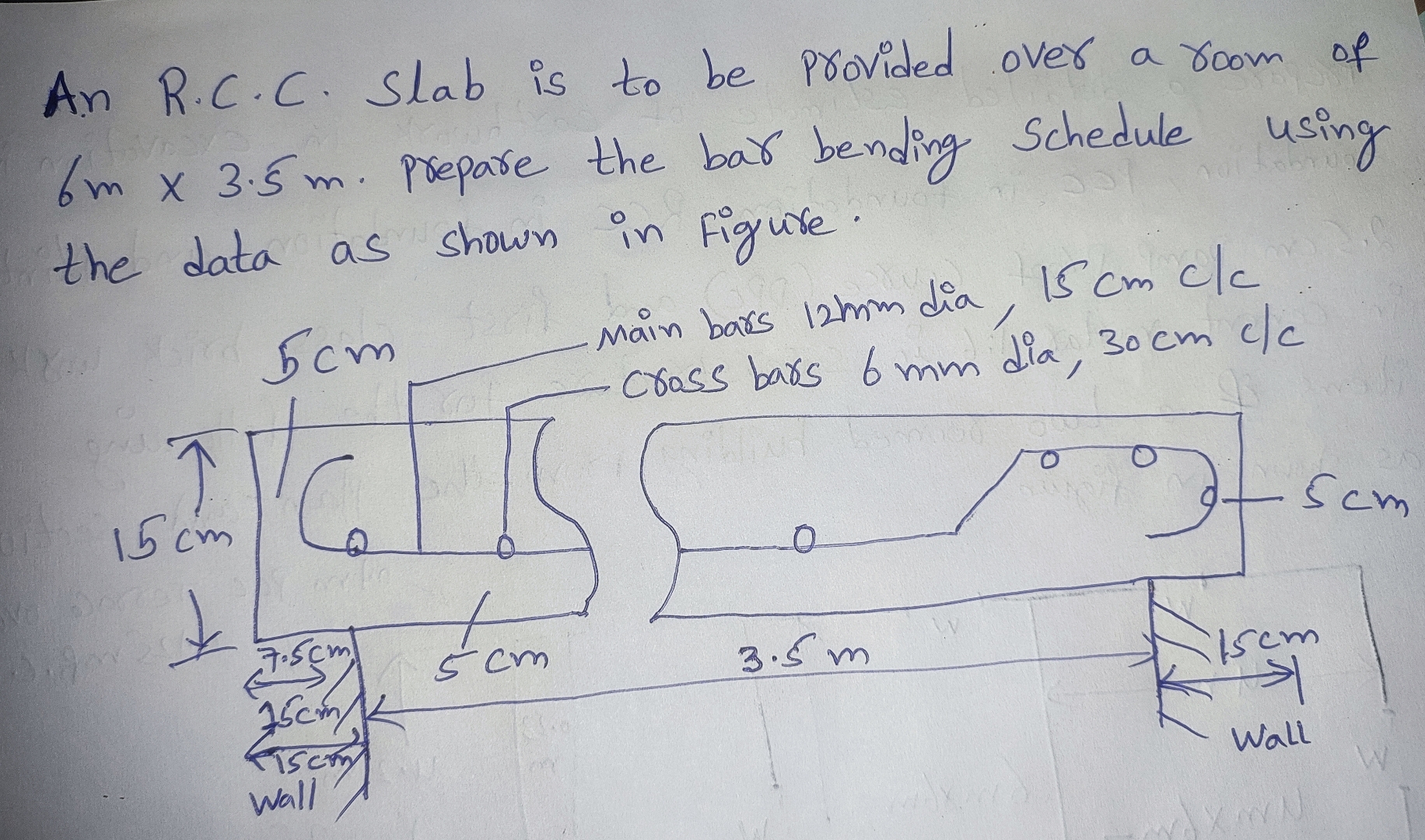 An R . C . C . Slab is to be provided over a room