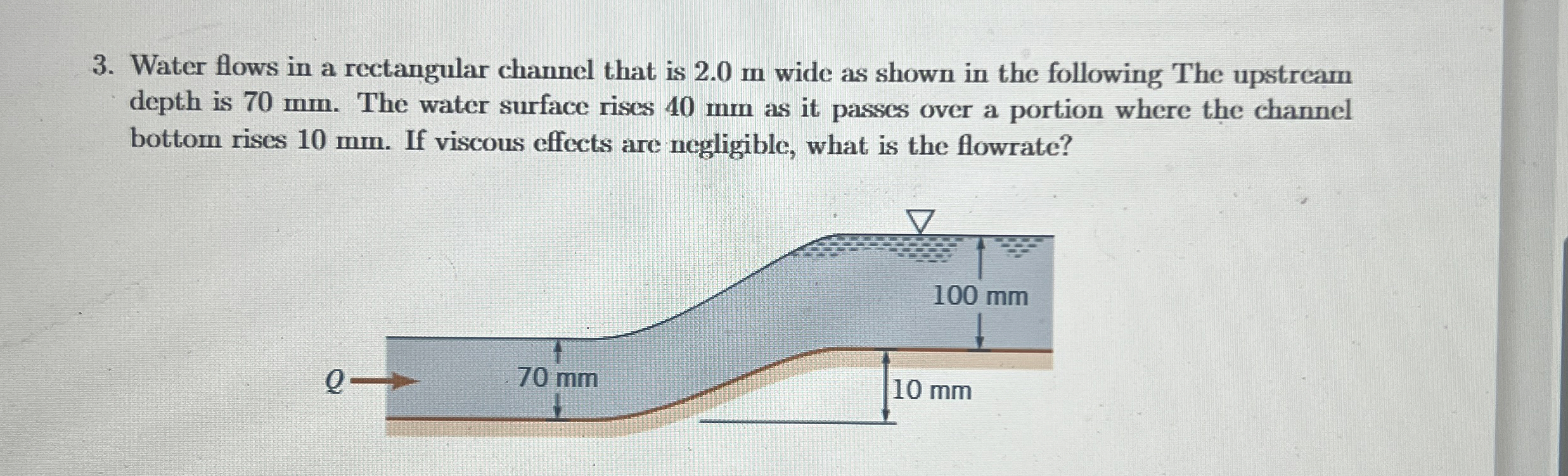 Water flows in a rectangular channel that is 2 .