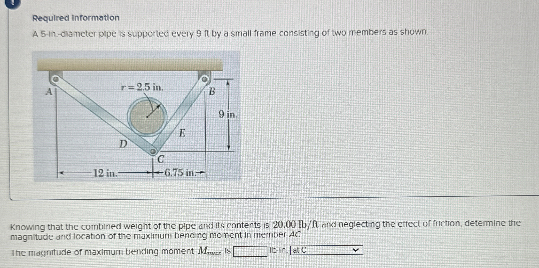 Required Information A 5 - In . - diameter pipe
