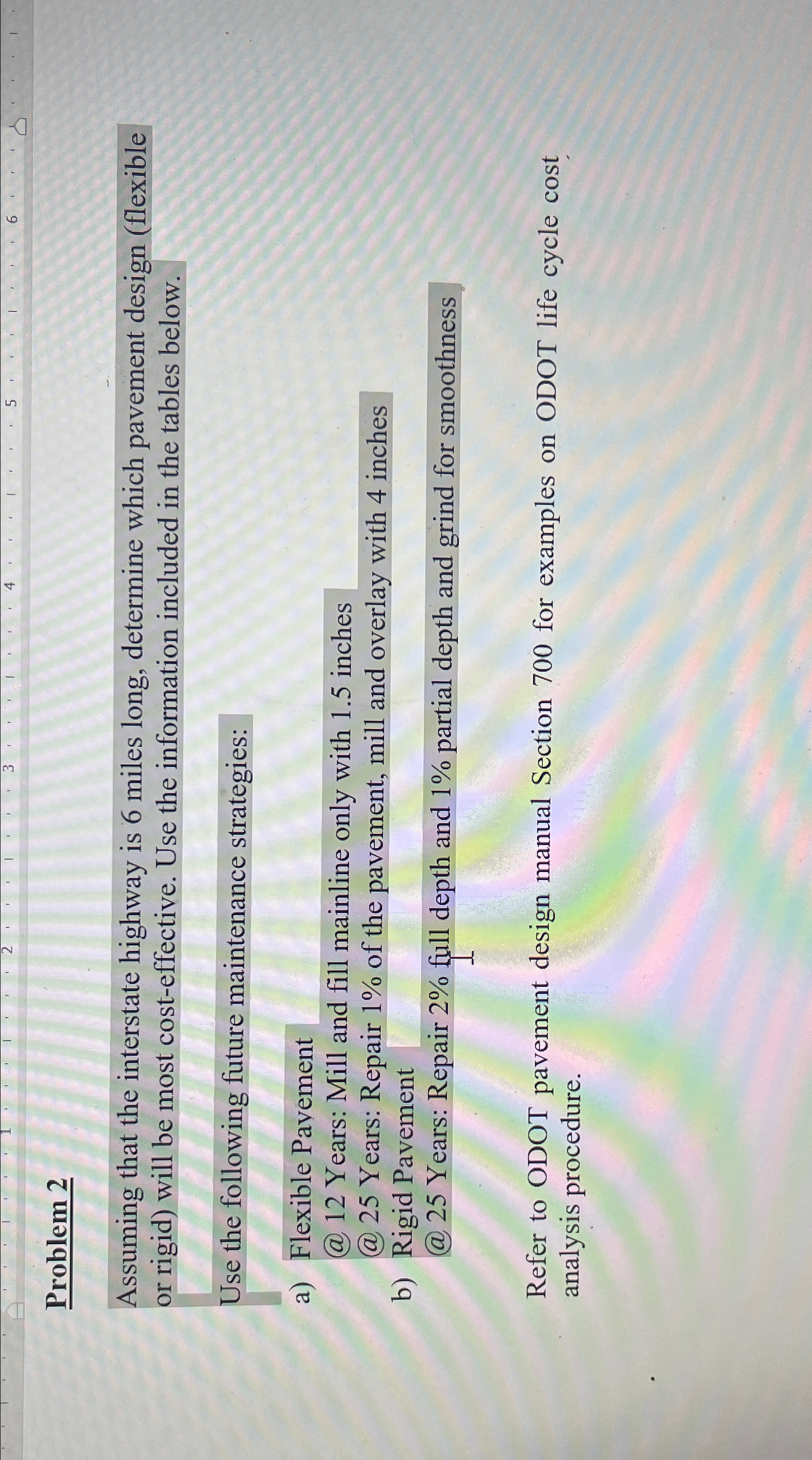 Problem 2 Assuming that the interstate highway is