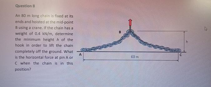 Question 8 An 8 0 m long chain is fixed at its