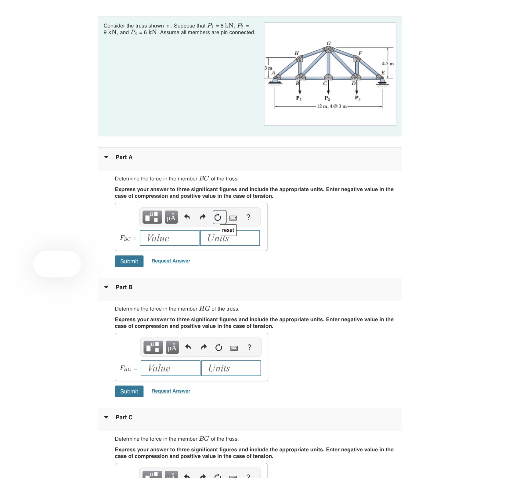 Consider the truss shown in . Suppose that P 1 =