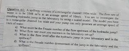 Question A 1 : A spillway consists of a