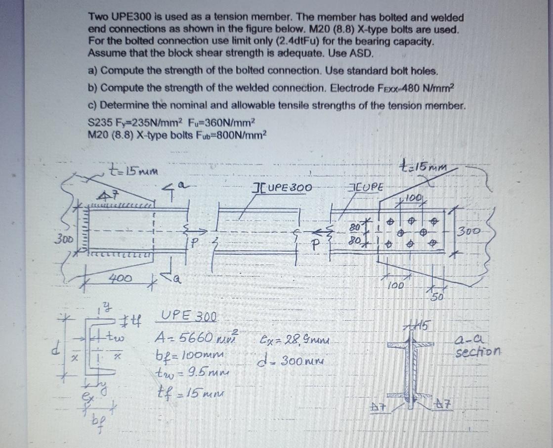 Two UPE 3 0 0 is used as a tension member. The