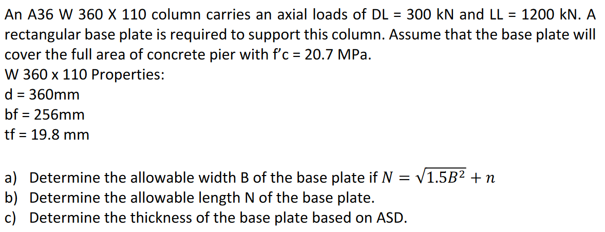 An A 3 6 W 3 6 0 1 1 0 column carries an axial