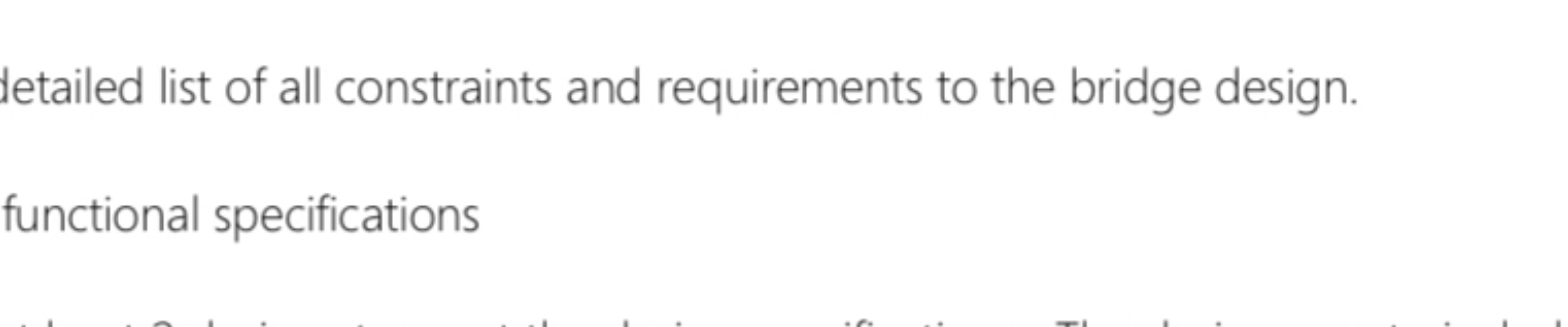tetailed list of all constraints and requirements