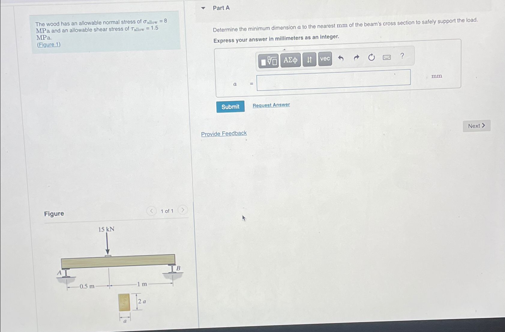 Part A The wood has an allowable normal stress of