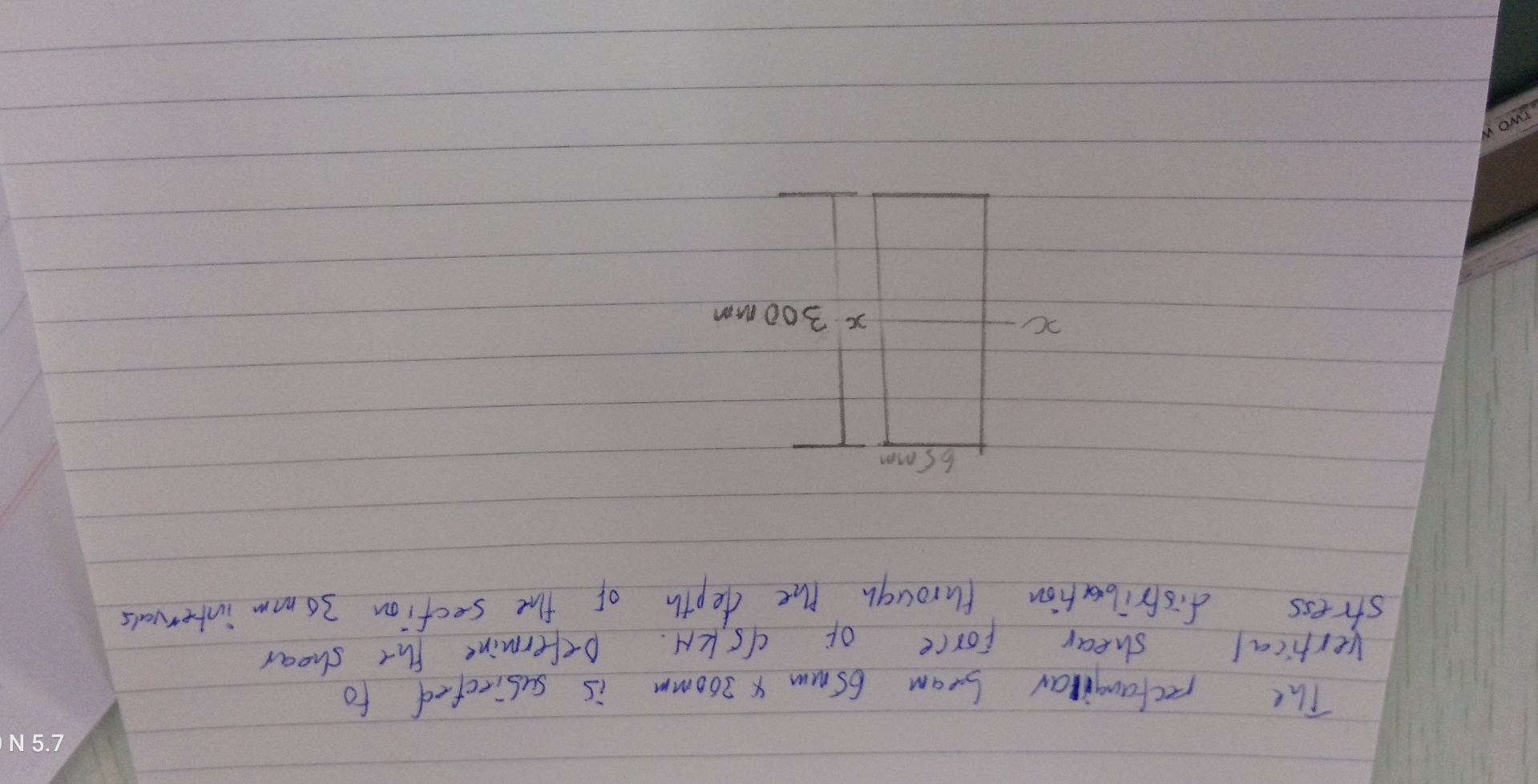 The pectangilar beam 6 5 m m 3 6 0 m m is