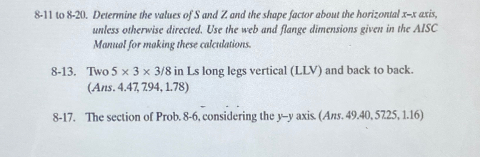 8 - 1 1 to 8 - 2 0 . Determine the values of S