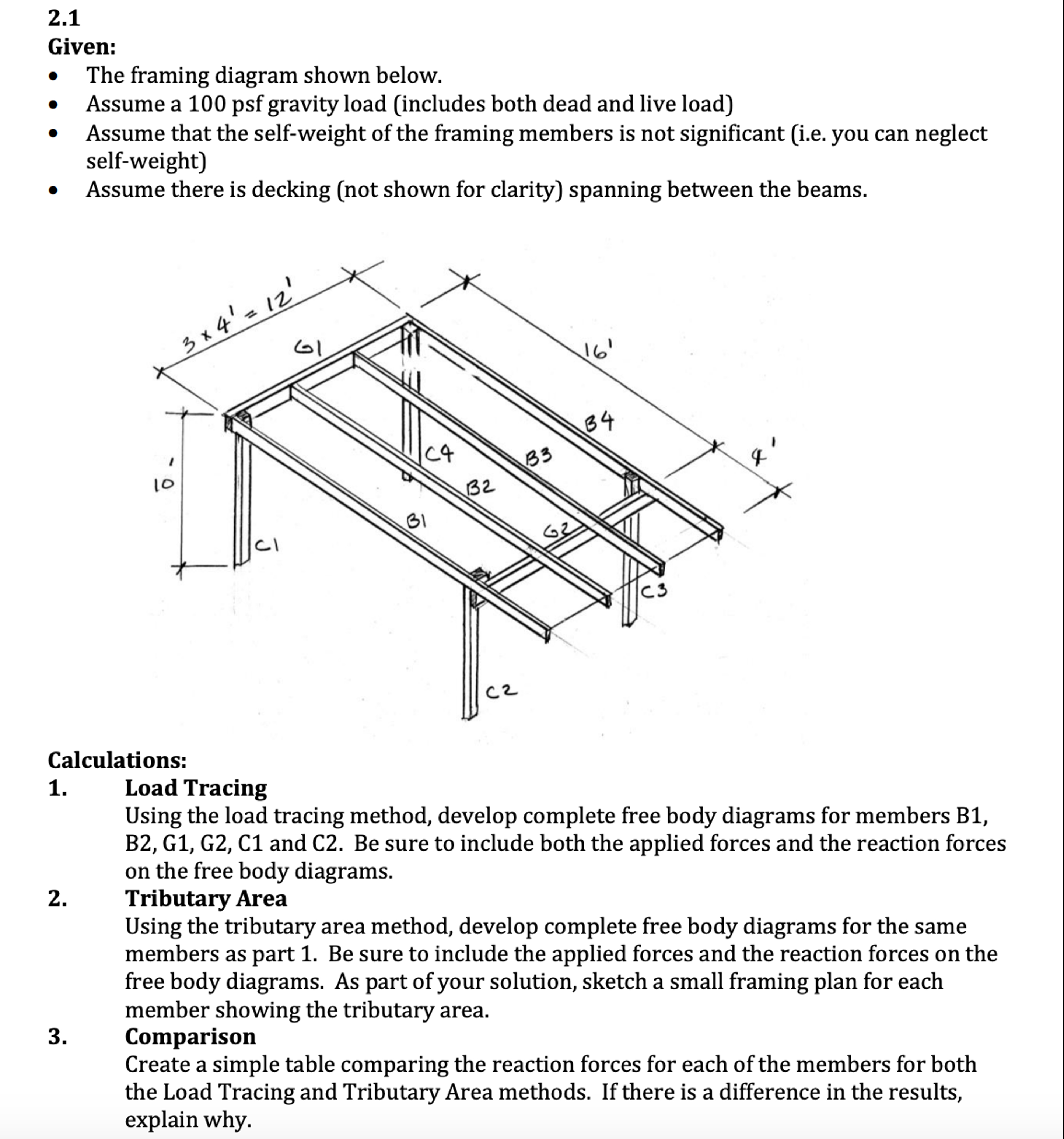 2 . 1 Given: The framing diagram shown below.