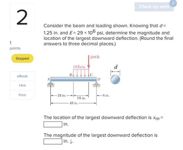 Consider the beam and loading shown. Knowing that