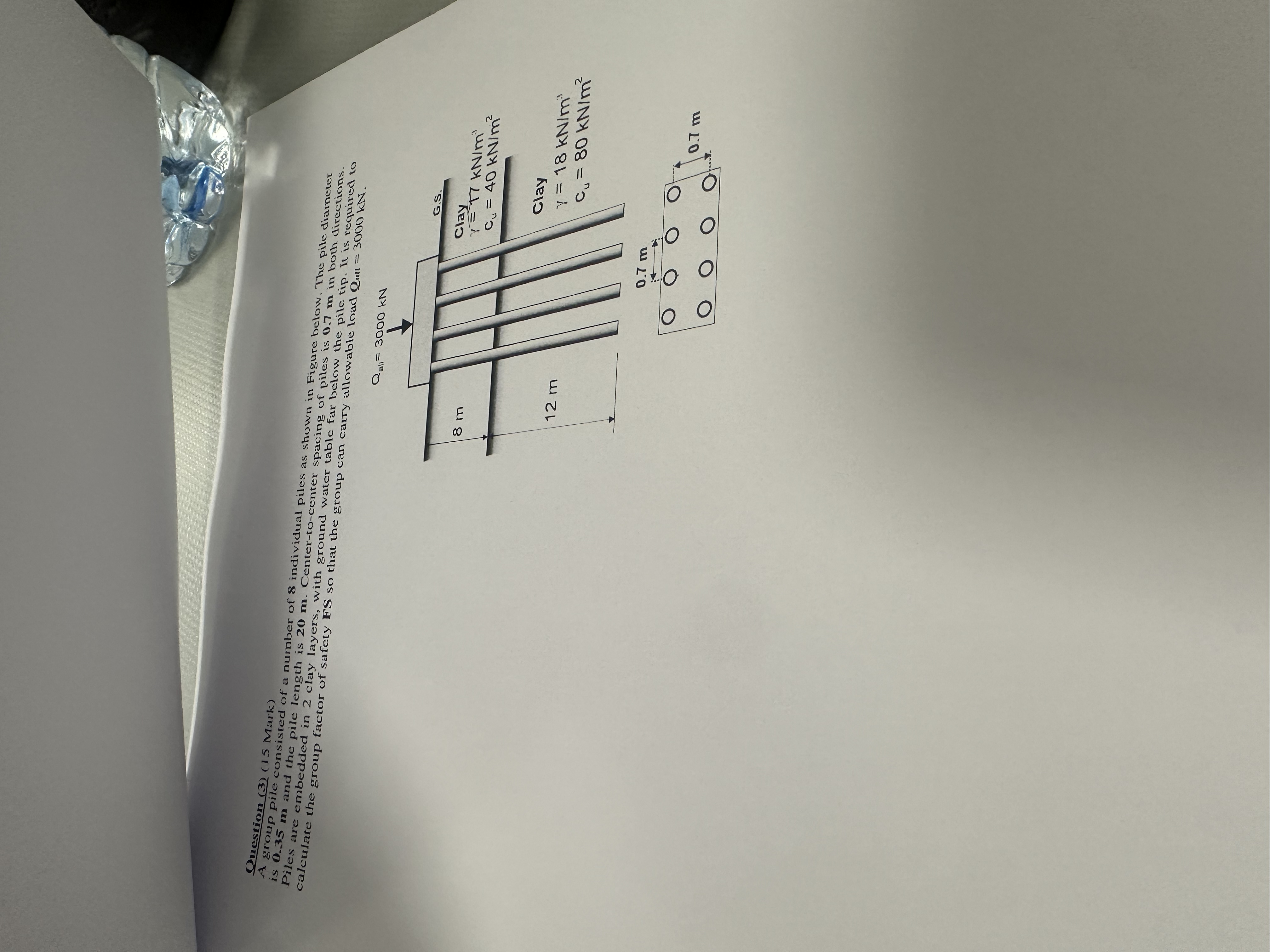 Auestion ( 3 ) ( 1 5 Miark ) A sroup pile