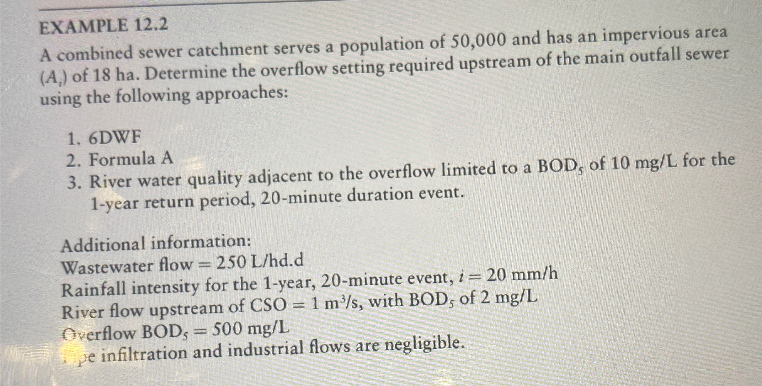 EXAMPLE 1 2 . 2 A combined sewer catchment serves