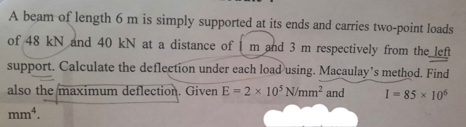A beam of length 6 m is simply supported at its