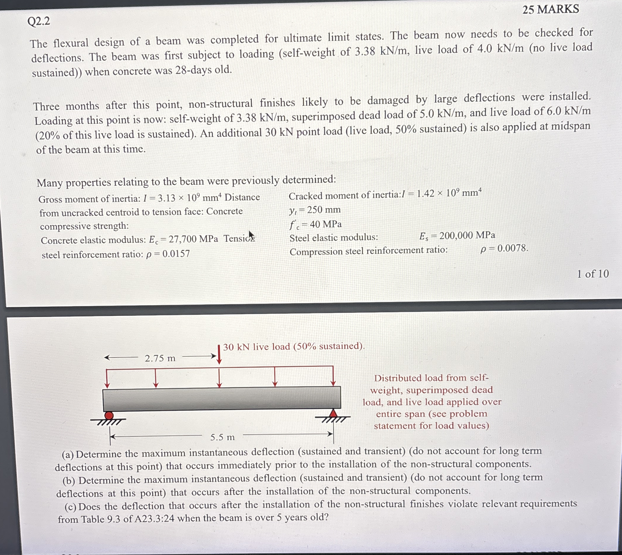 Q 2 . 2 2 5 MARKS The flexural design of a beam