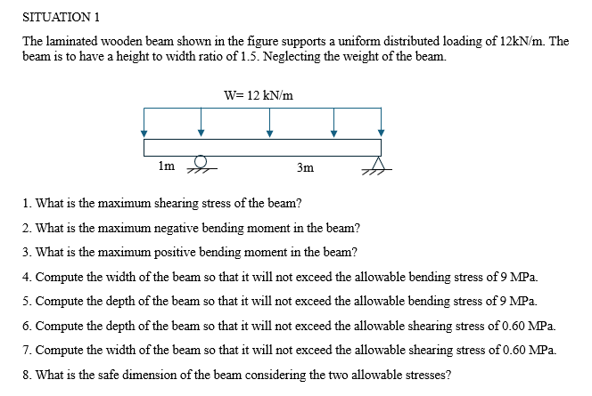 SITUATION 1 The laminated wooden beam shown in