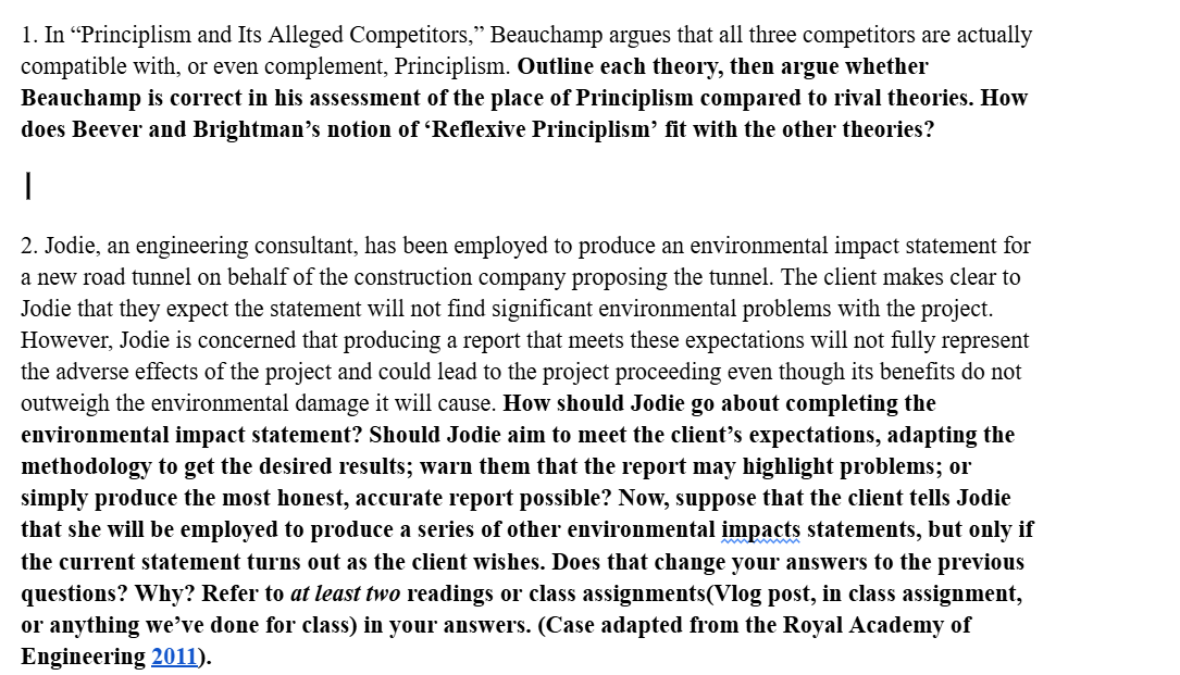 1 . In "Principlism and Its Alleged Competitors,"