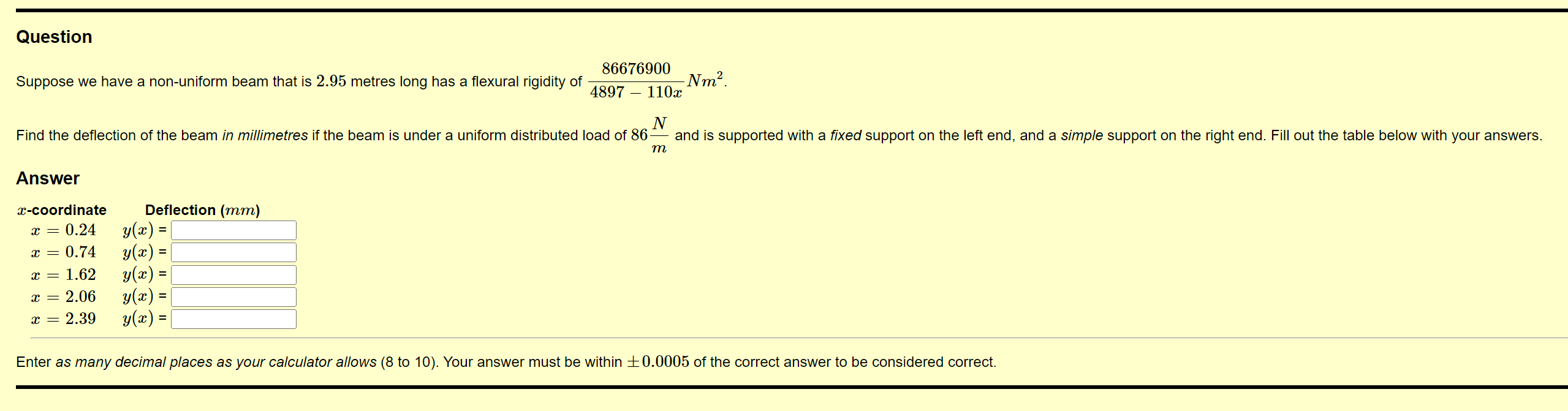 Question Suppose we have a non - uniform beam