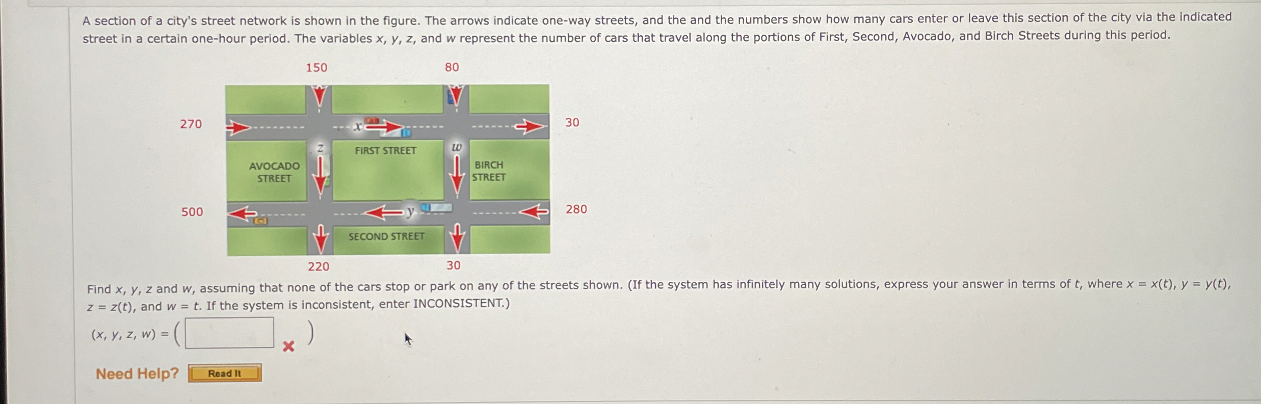 A section of a city's street network is shown in