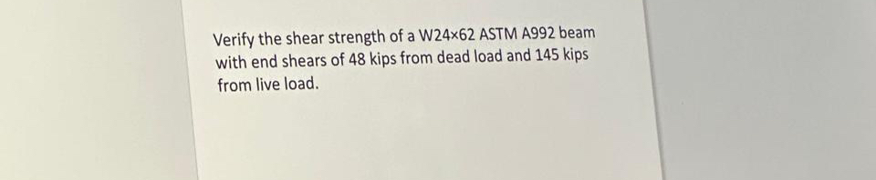 Verify the shear strength of a W 2 4 \ times 6 2