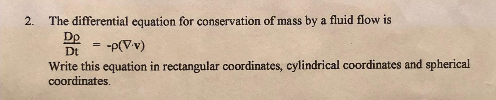 The differential equation for conservation of