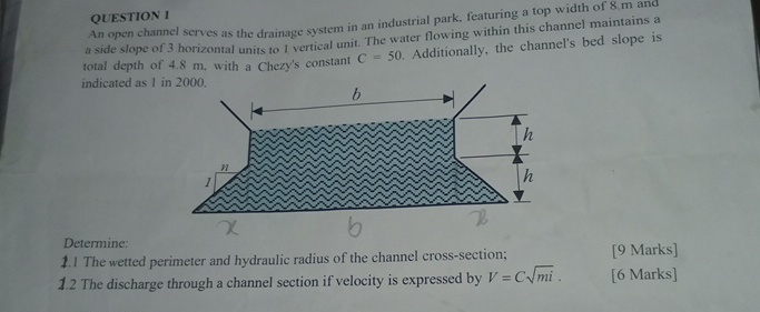 QUESTION 1 Anepenchannel serves as the drainage