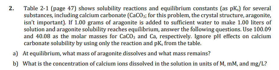 Please solve problem 2 . Table 2 - 1 is provided.