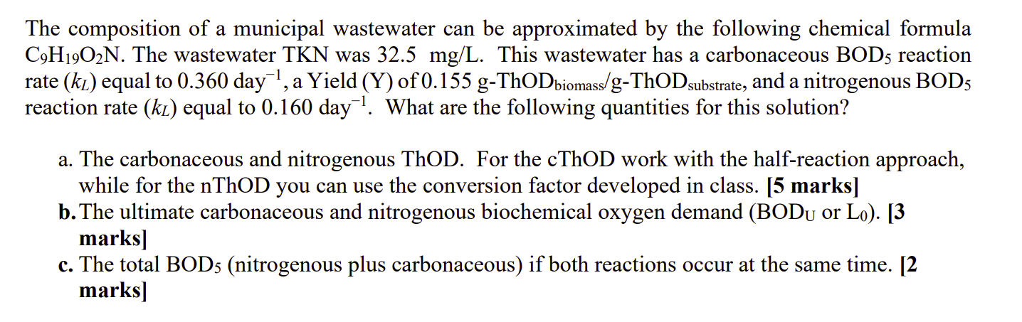 The composition of a municipal wastewater can be
