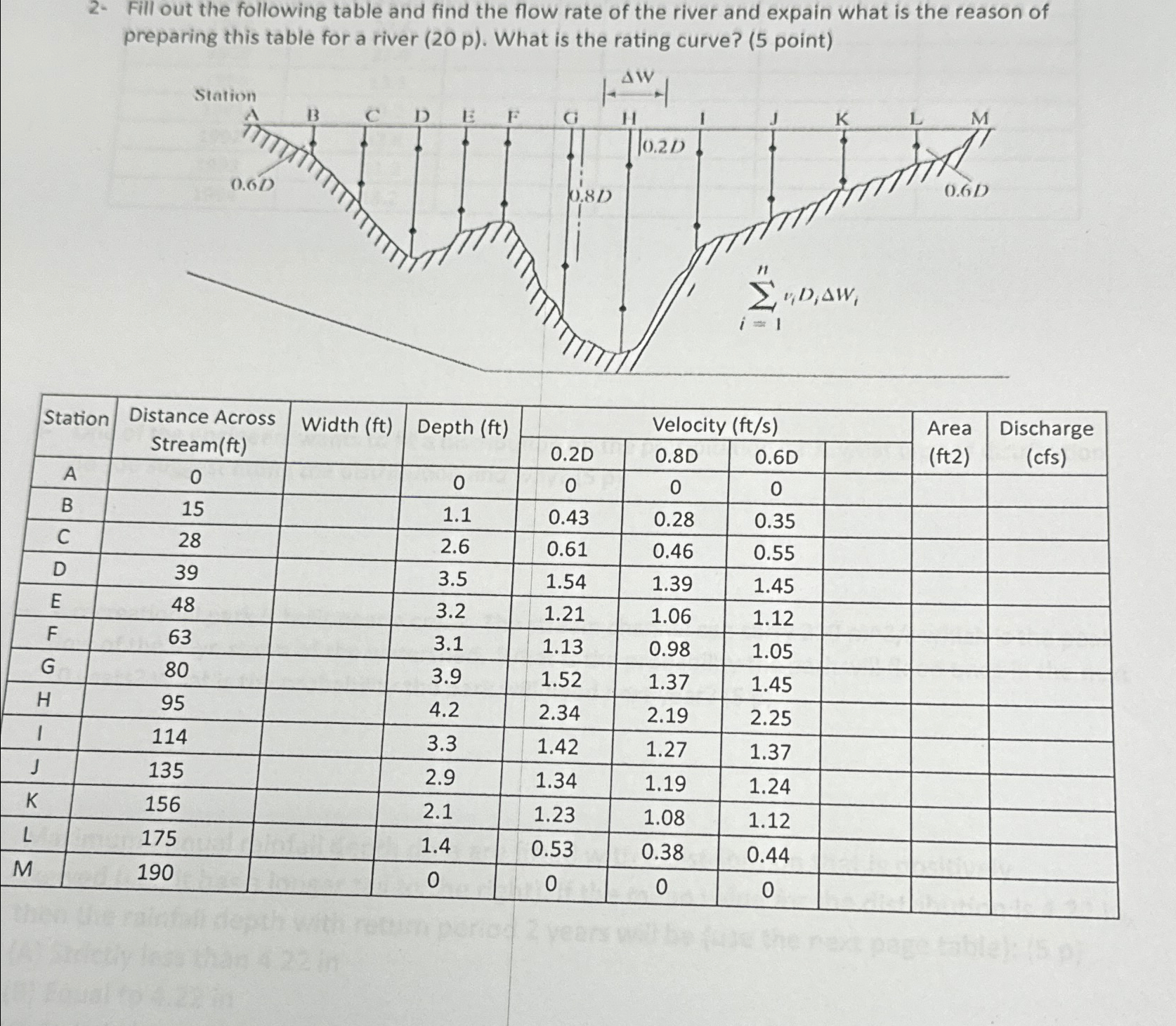 Fill out the following table and find the flow