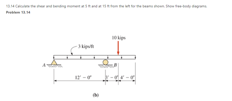 1 3 . 1 4 Calculate the shear and bending moment