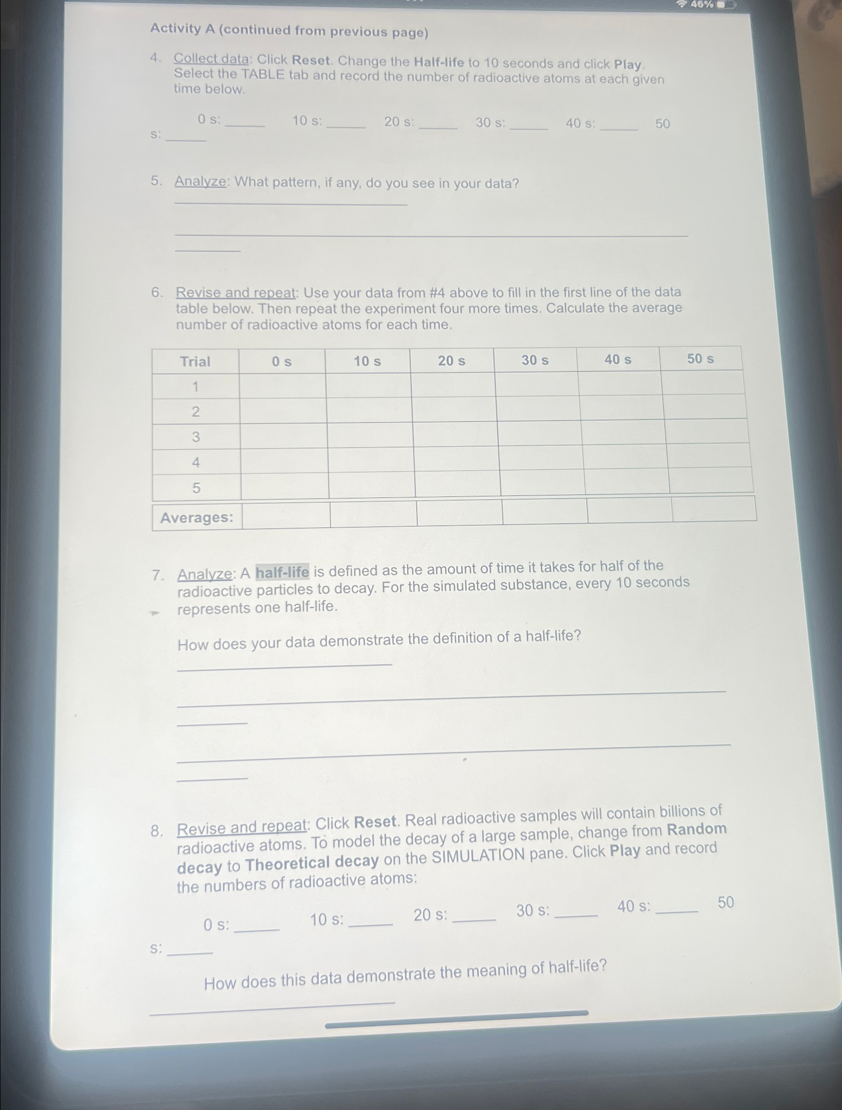 Activity A ( continued from previous page ) 4 .