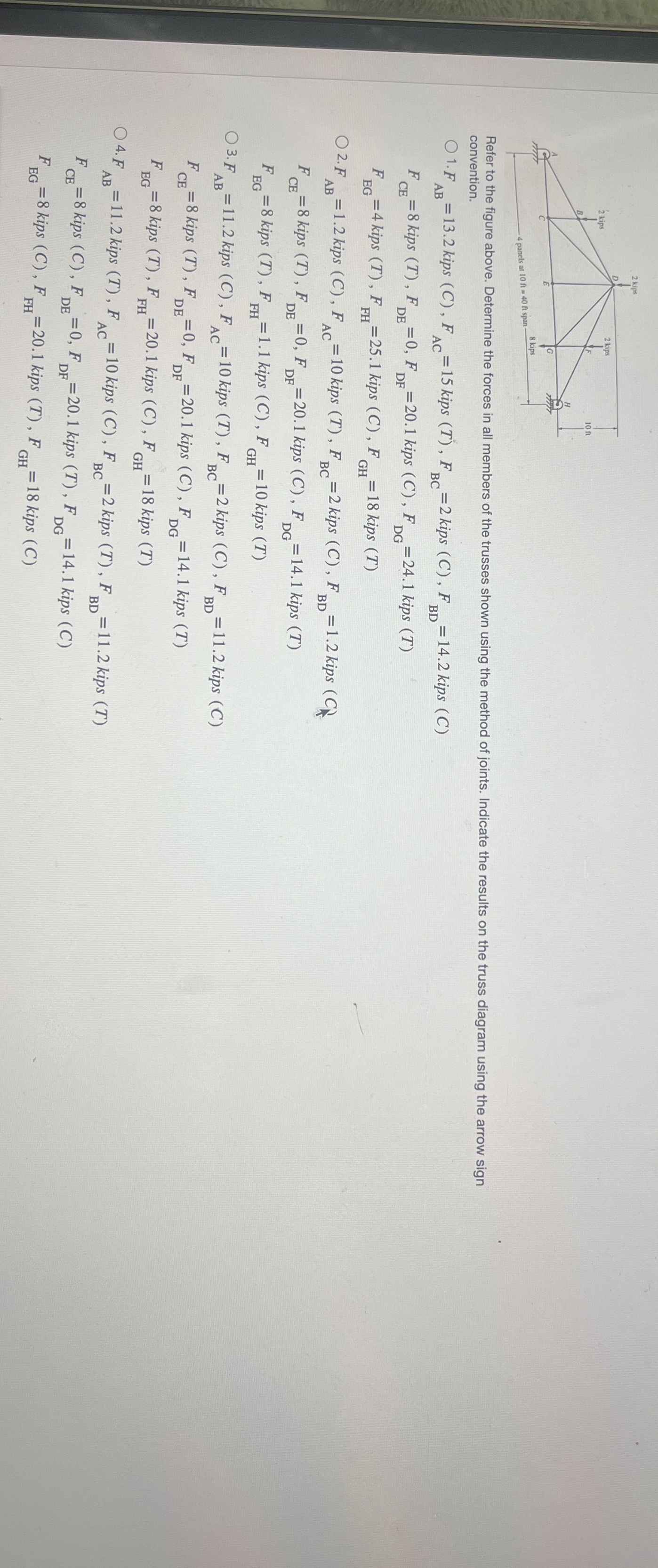 Refer to the figure above. Determine the forces