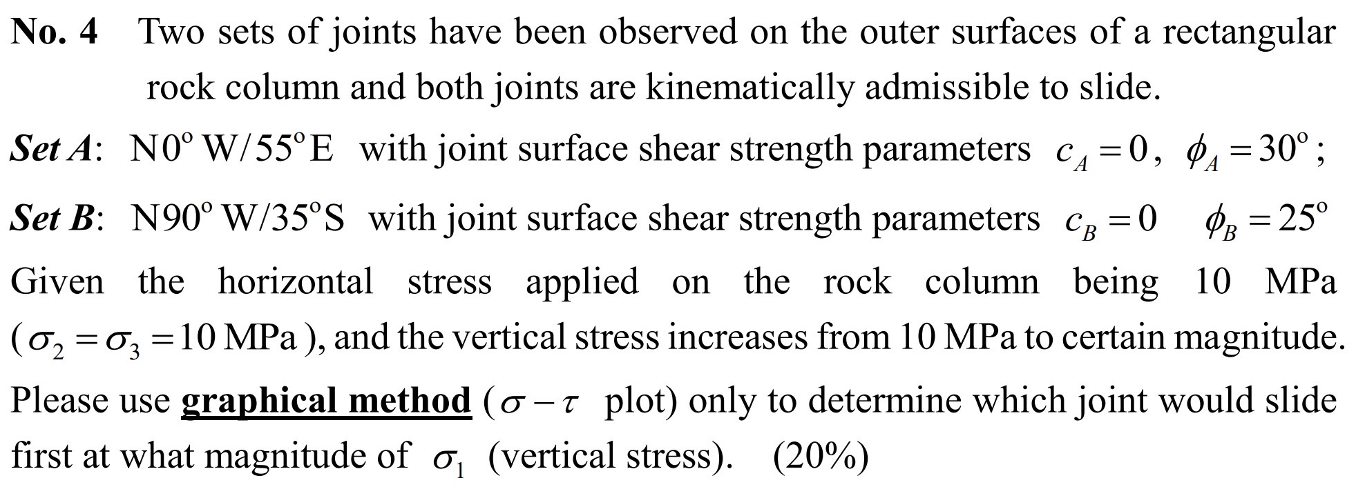 Two sets of joints have been observed on the