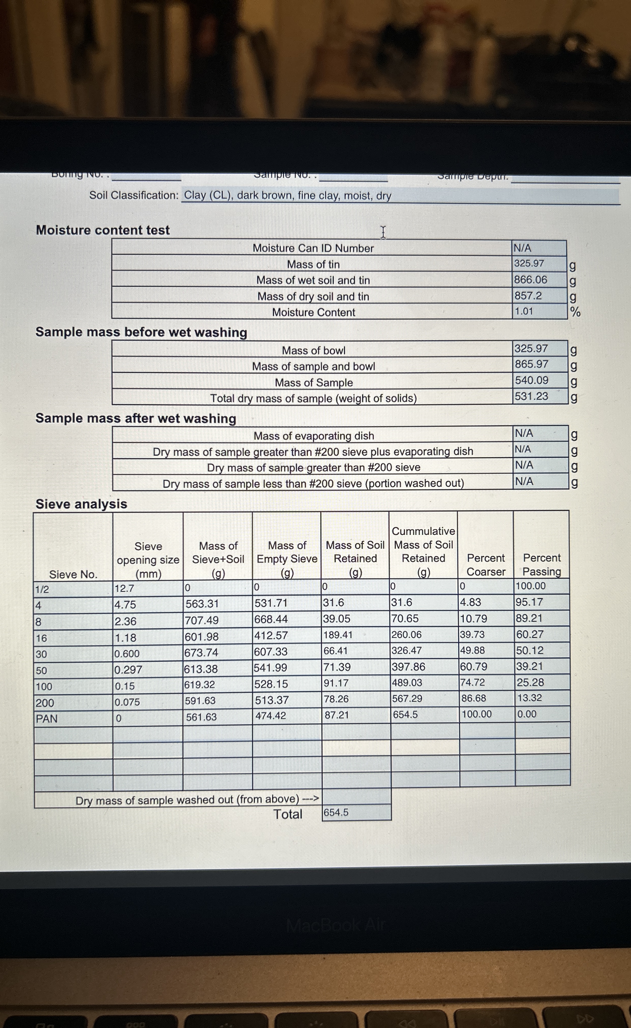 Please graph in a Grain Size Analysis