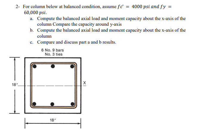 For column below at balanced condition, assume fc