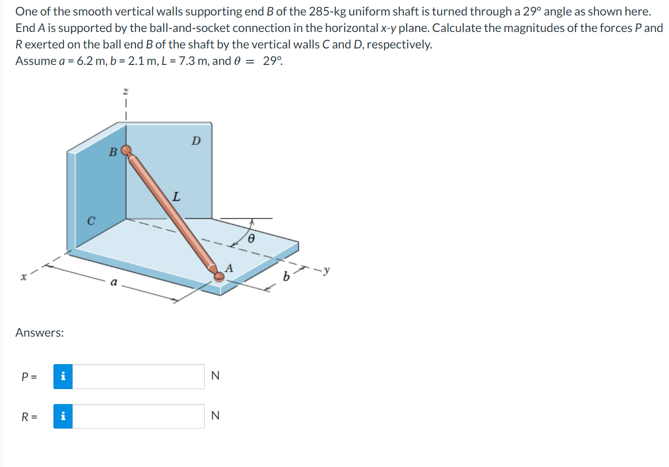 One of the smooth vertical walls supporting end B