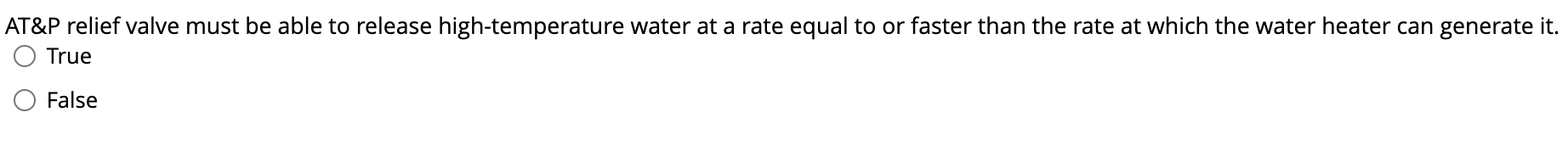 AT&P relief valve must be able to release high -