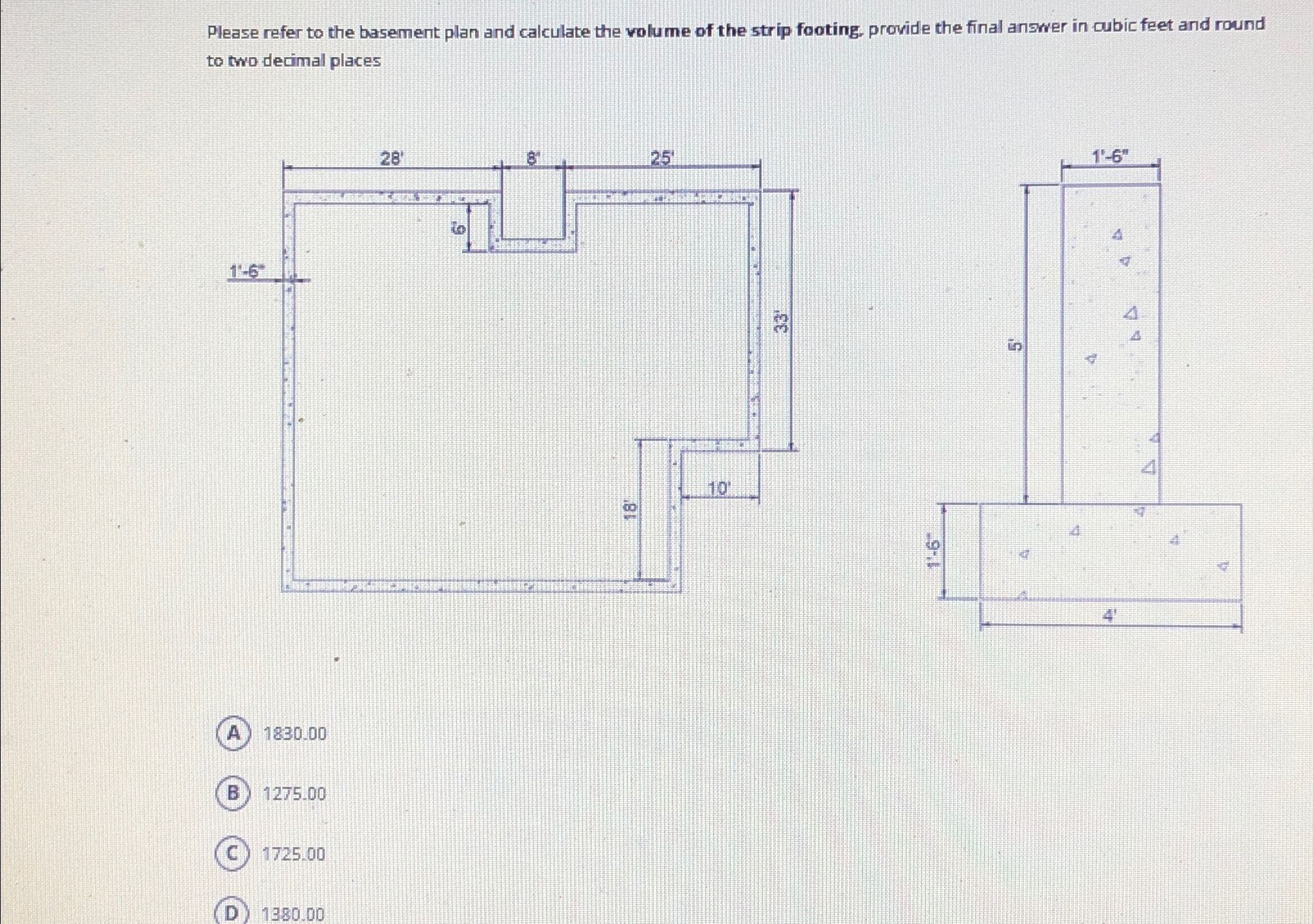 Please refer to the basement plan and calculate