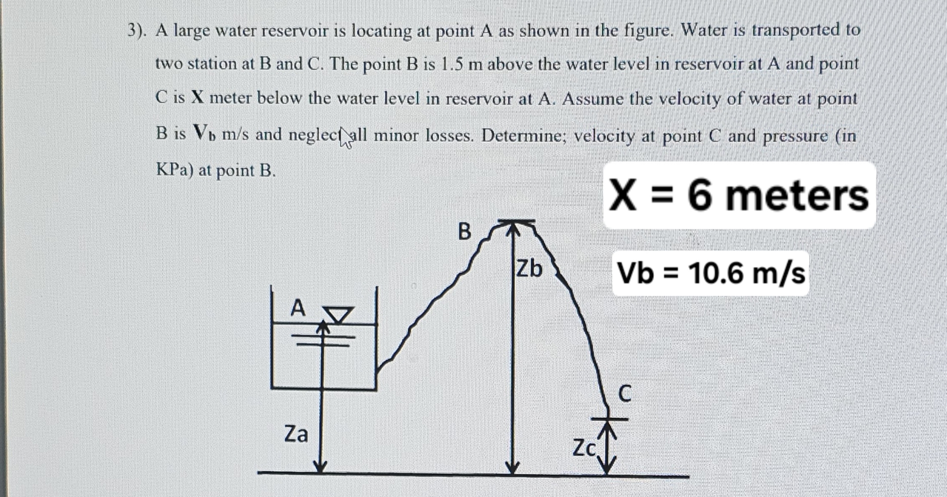 . A large water reservoir is locating at point A
