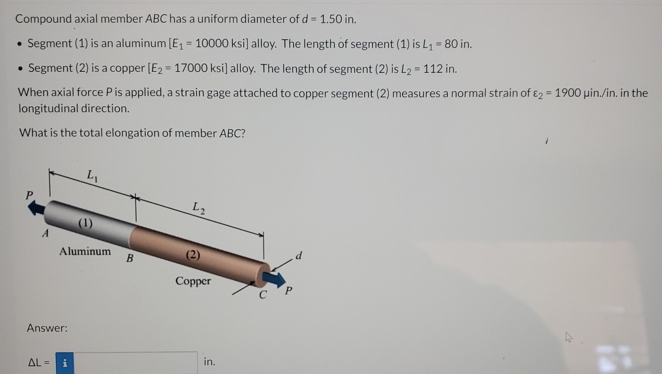 Compound axial member ABC has a uniform diameter