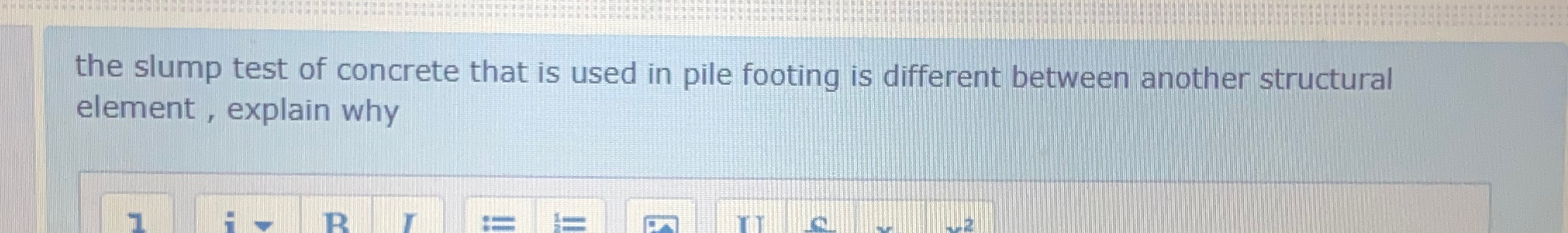 the slump test of concrete that is used in pile