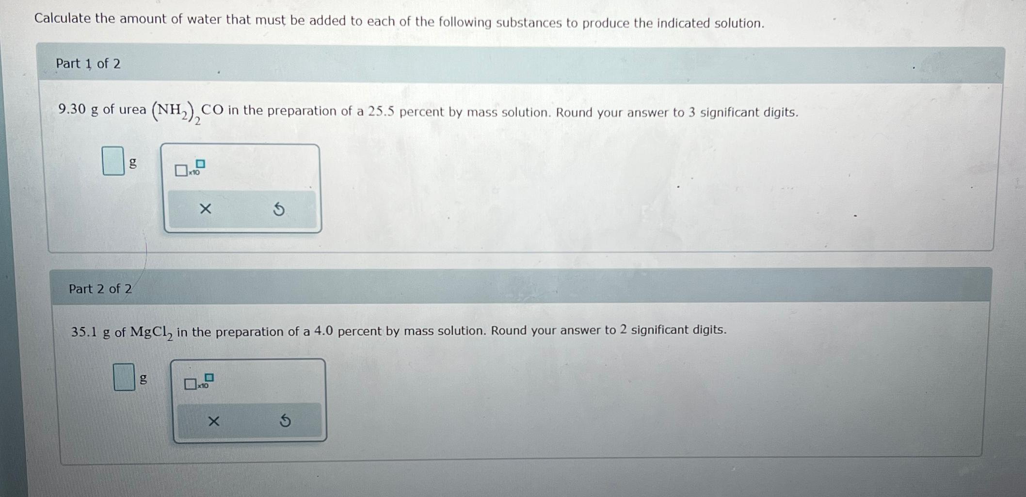 Calculate the amount of water that must be added