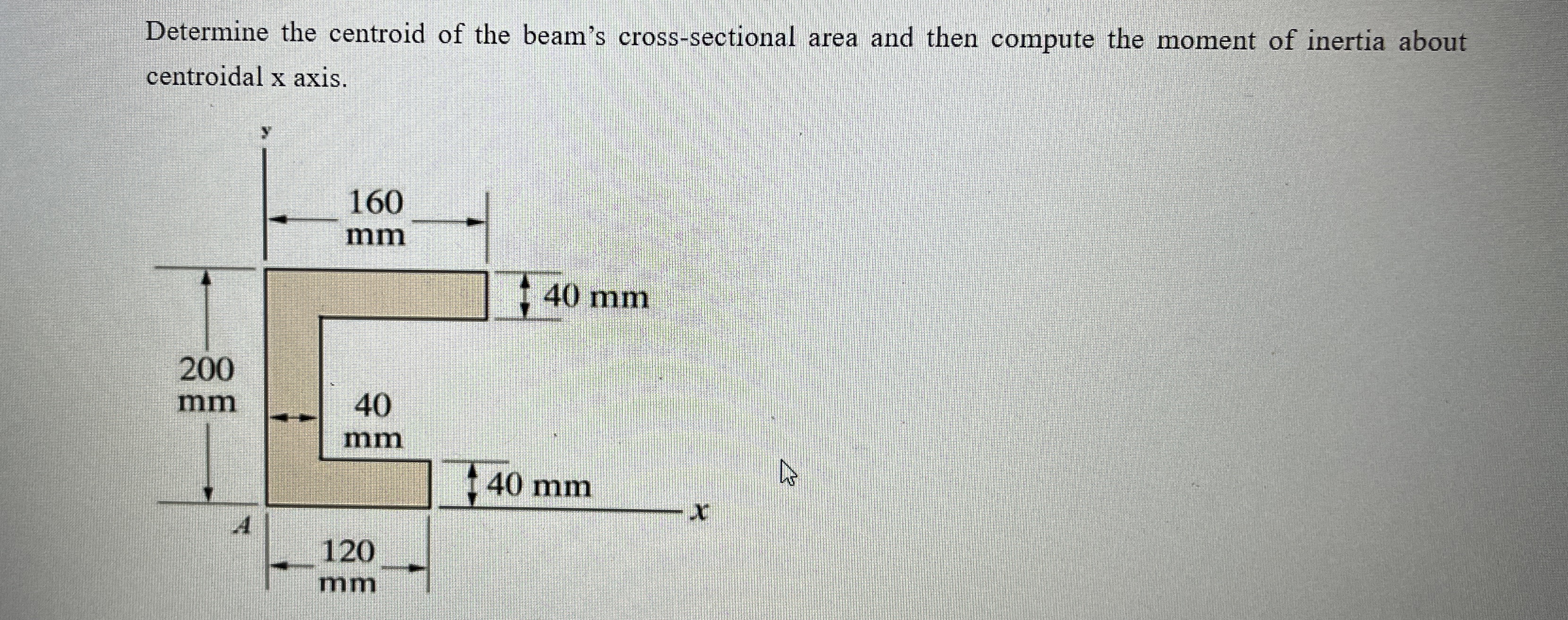 Determine the centroid of the beam's cross -