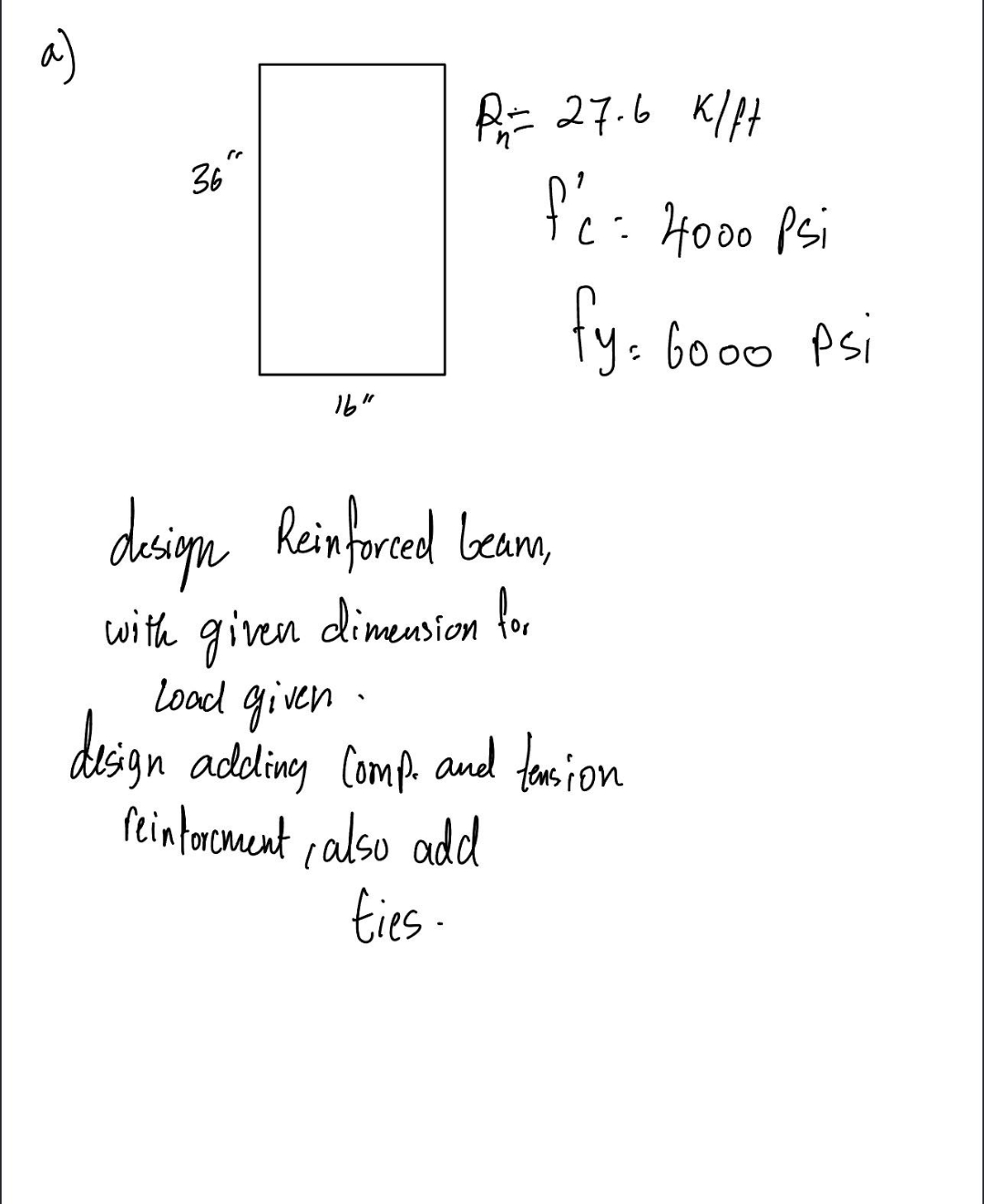 a ) design Reinforced beam, with given dimension