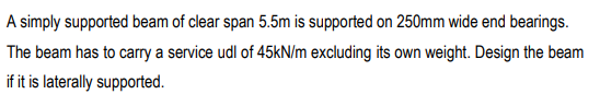 helpA simply supported beam of clear span 5 . 5 m