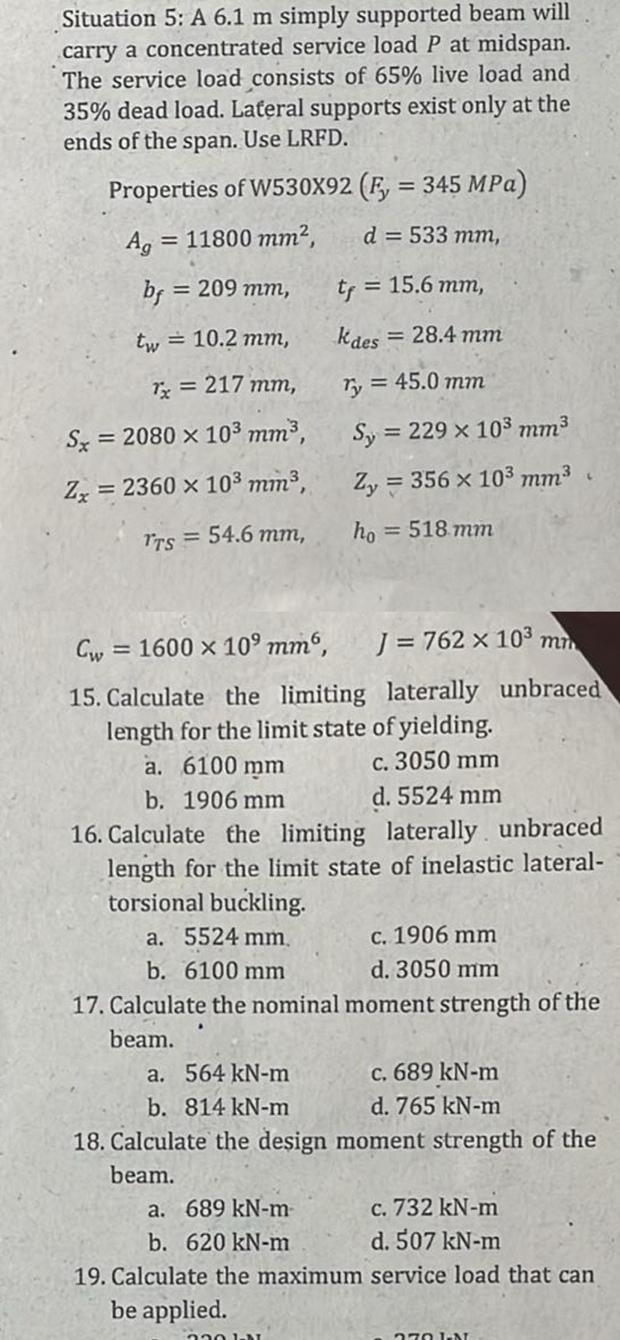 Situation 5 : A 6 . 1 m simply supported beam