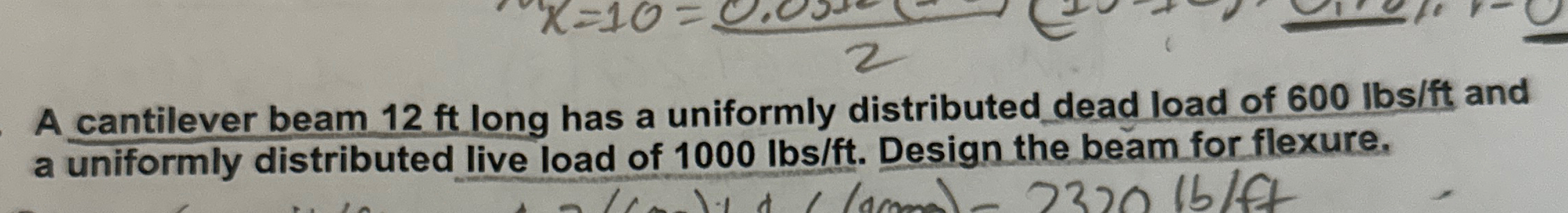 A cantilever beam 1 2 f t long has a uniformly