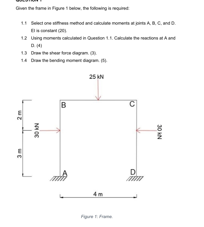 Given the frame in Figure 1 below, the following